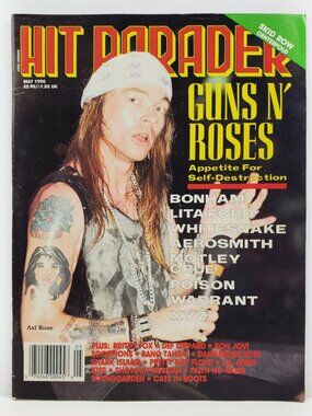 Hit Parader Magazine VTG 1990 Guns n' Roses Axl KISS Motley Crue Poison Skid Row